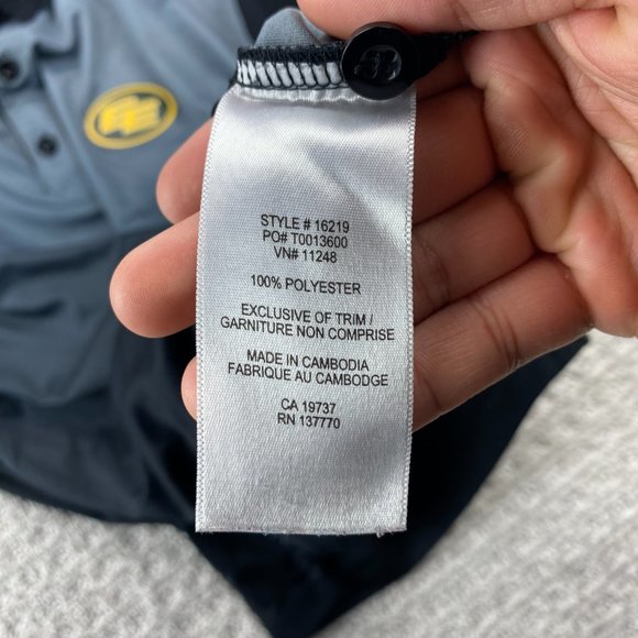 Edmonton Football Golf Shirt Men Medium M Black Gray Polo Polyester CFL Elevate - Picture 5 of 9